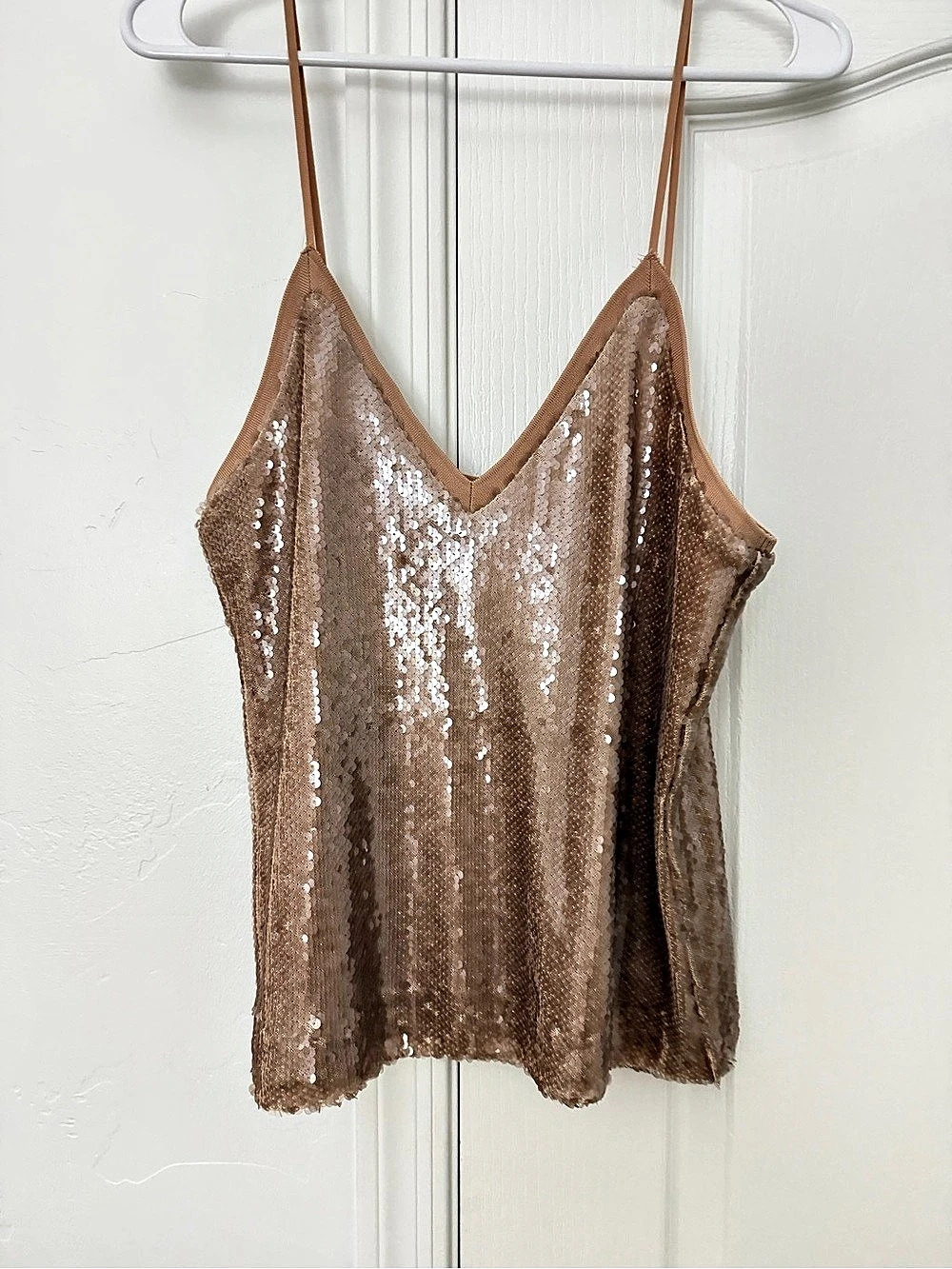 Zara Sequin Camisole in Pastsl Pink Size Large New